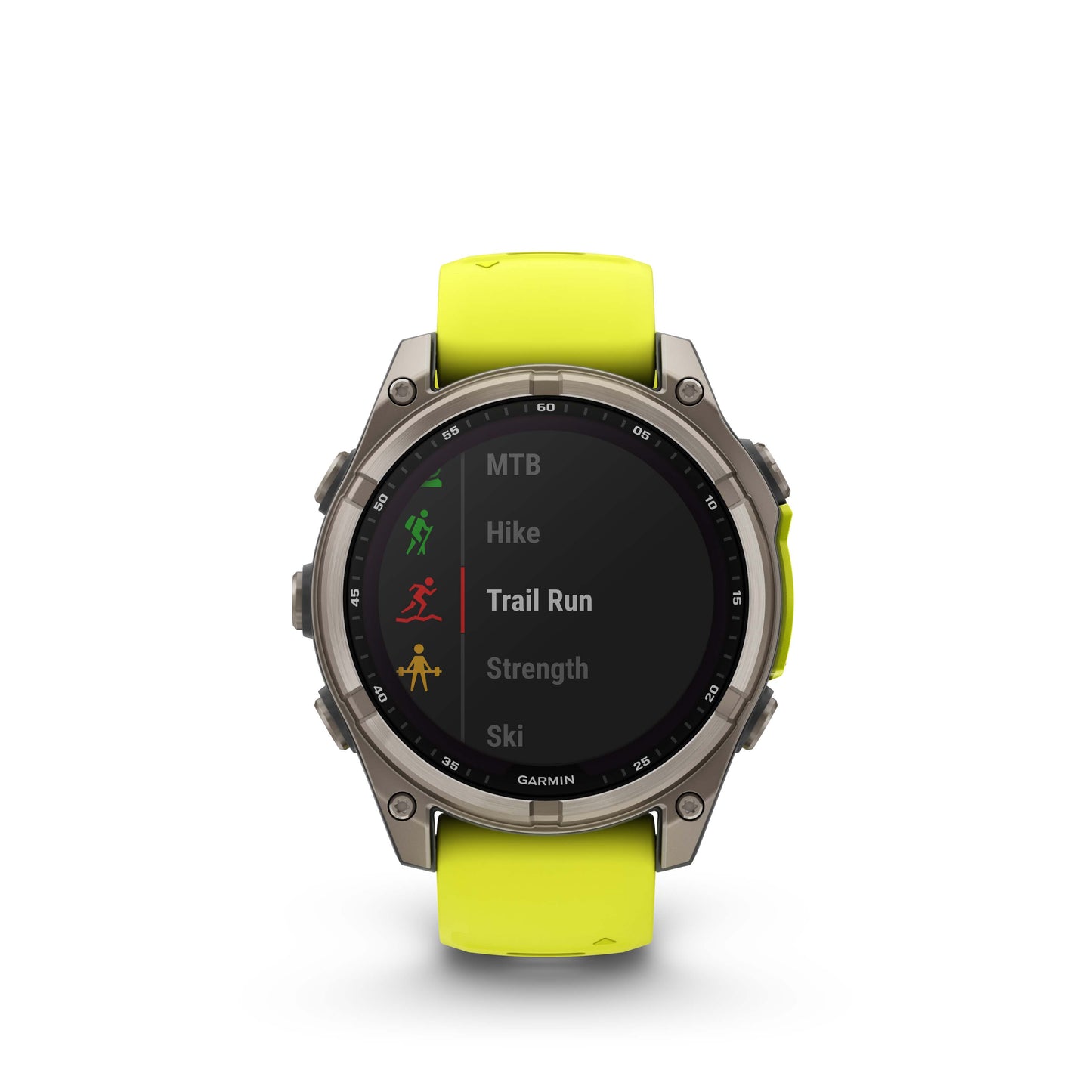 Montre GPS Garmin Fénix 8 Solar - 47 mm Sapphire Titane Carbon Gray DLC avec Bracelet en Silicone Jaune Graphite