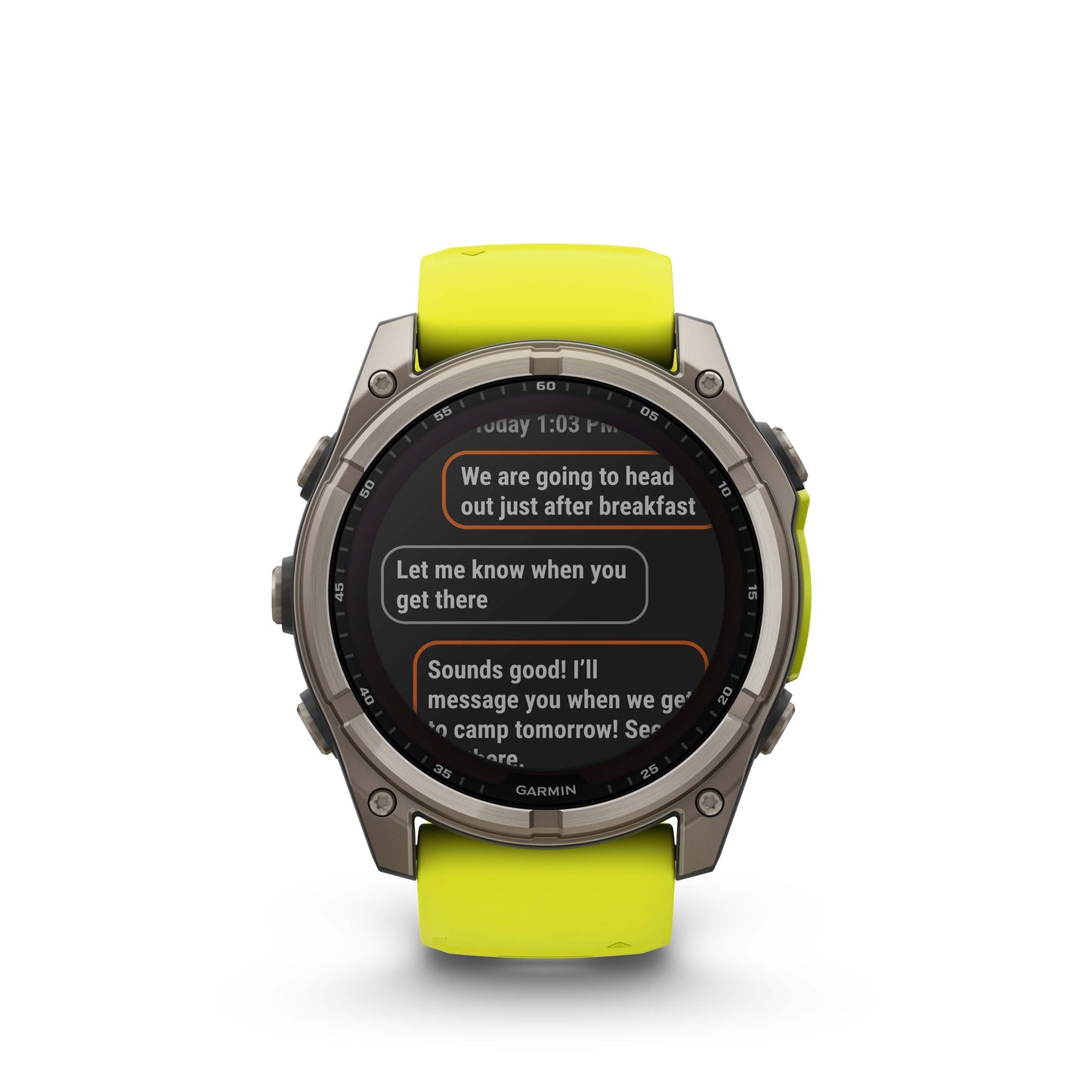 Montre GPS Garmin fēnix® 8 – 51 mm, Solar, Sapphire Sapphire, Titanium avec bracelet en silicone jaune/graphite