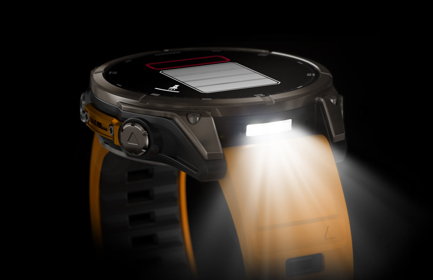 Montre GPS Garmin Fénix 8 Solar - 47 mm Sapphire Titane Carbon Gray DLC avec Bracelet en Silicone Jaune Graphite