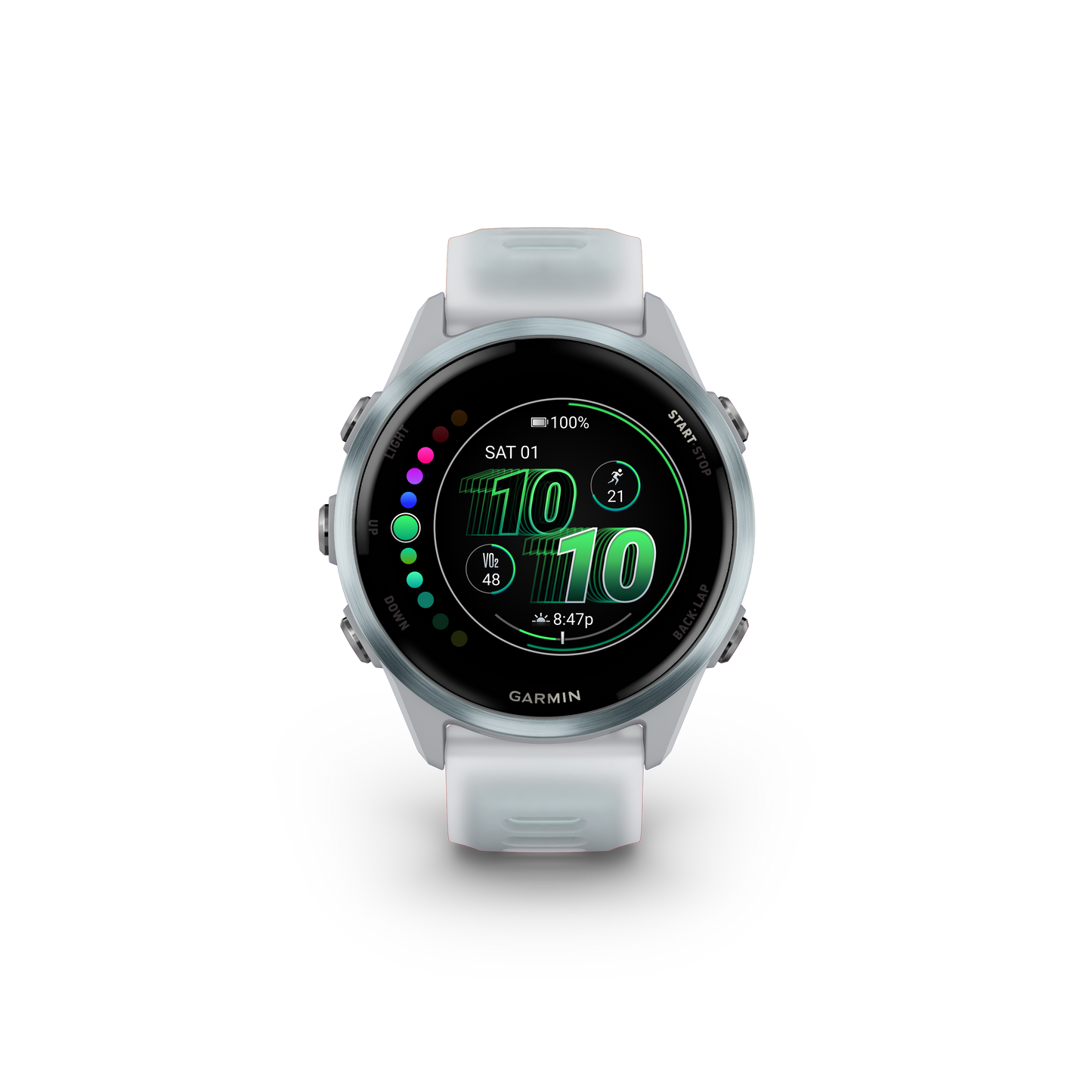 NEW Forerunner 570 - 42mm Aluminium bleu ciel avec bracelet blanc translucide/bleu ciel