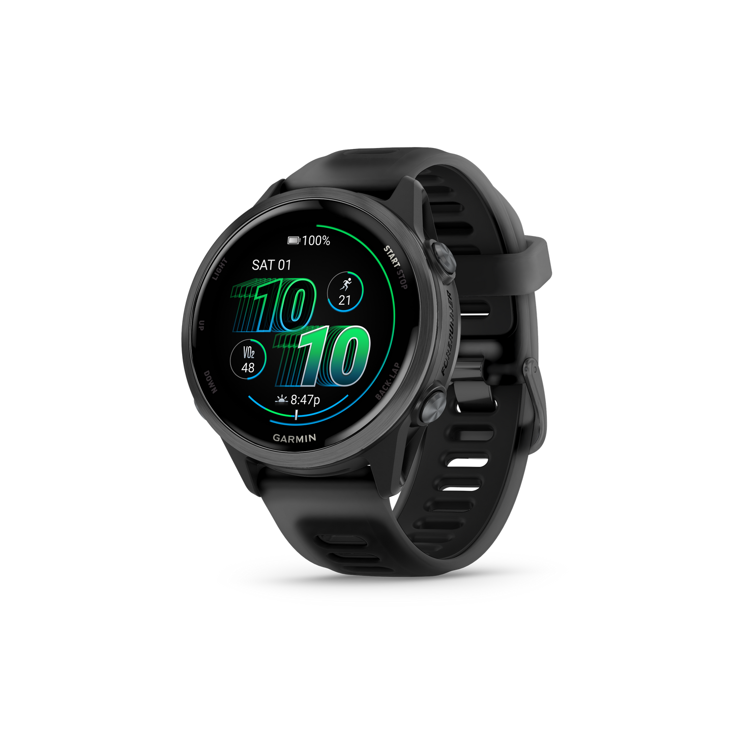 NEW Forerunner 570 - 42mm Aluminium Slate avec bracelet noir translucide/noir