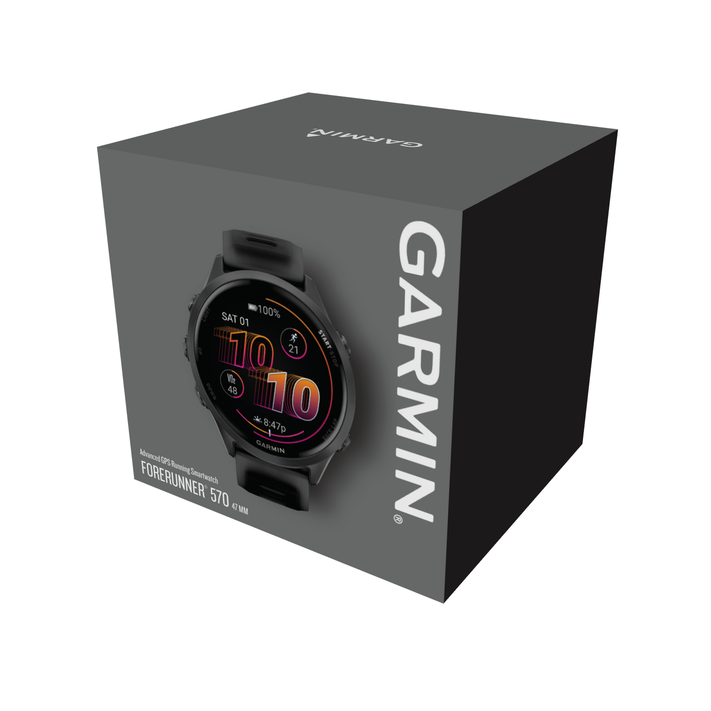 NEW Forerunner 570 - 47mm Aluminium Slate avec bracelet noir translucide/noir