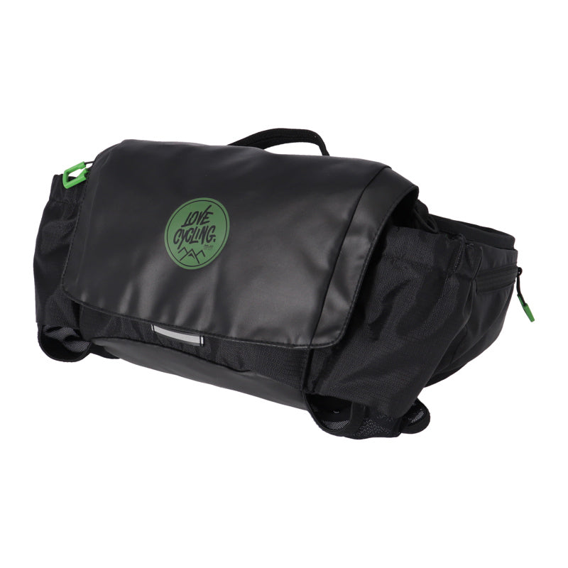 XLC BA-H01 CEINTURE BANANE HIP BAG 3.6L IMPERMÉABLE POLYESTER NOIR/VERT (27x21x8 cm)