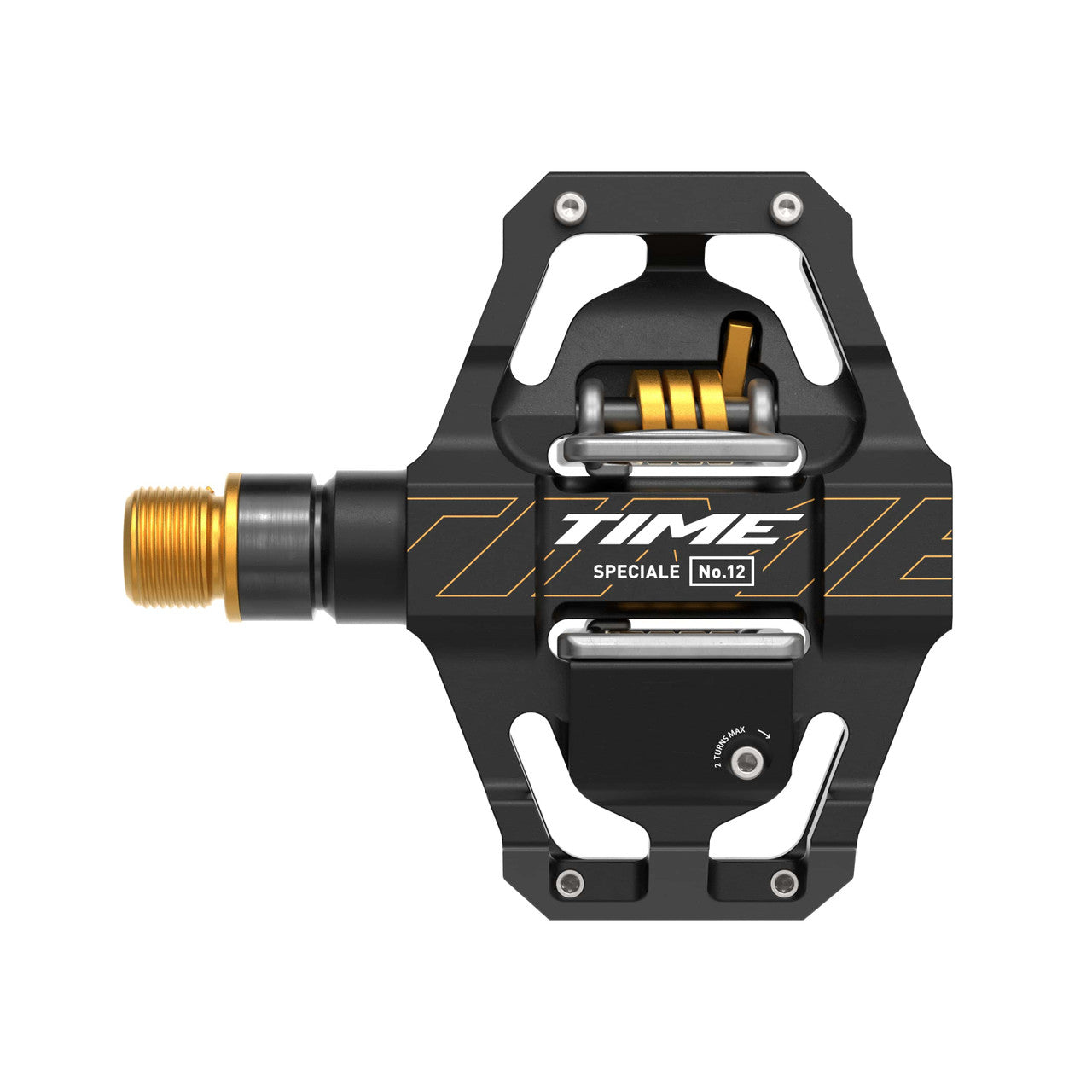 PÉDALES TIME SPECIALE 12 SMALL AXE TITANE NOIR/OR + CALES ATAC 13°/17° B1 2024