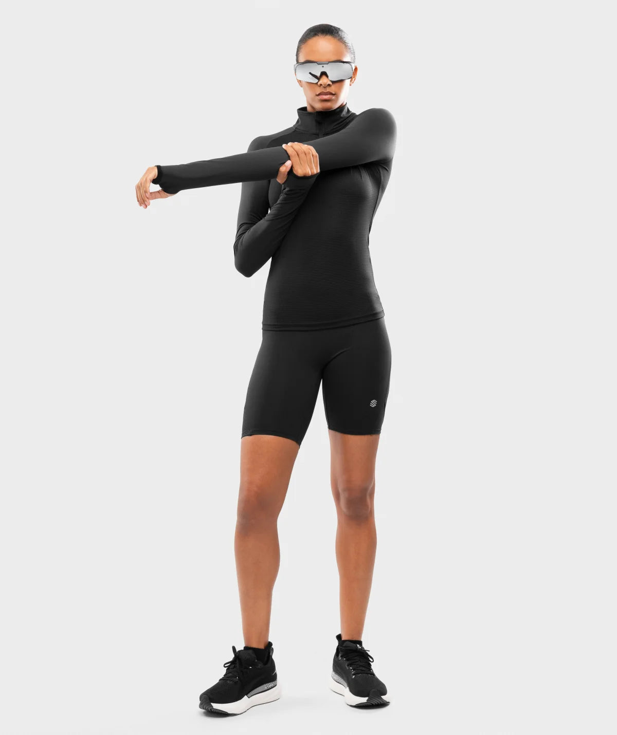 Pull running demi-zip femme Center Black