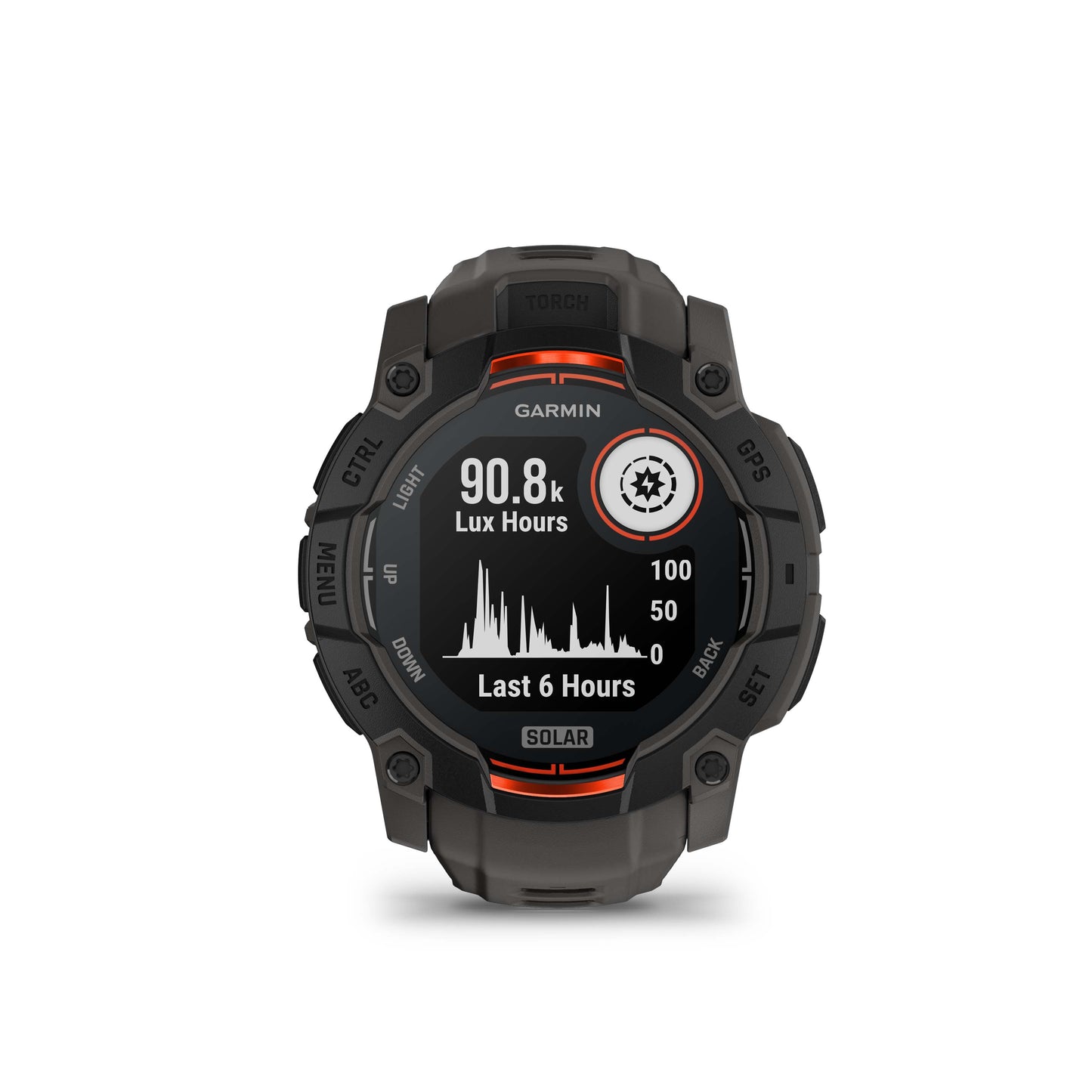 Montre GPS Garmin Instinct 3 Solar - 50 mm Noir avec Bracelet en Silicone Gris Charcoal