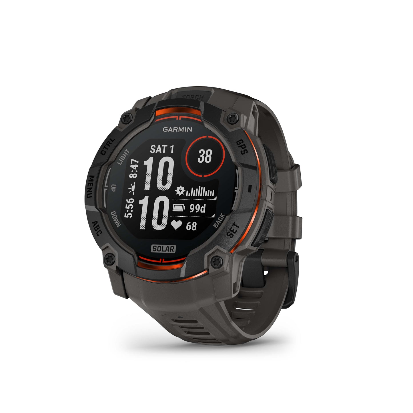 Montre GPS Garmin Instinct 3 Solar - 50 mm Noir avec Bracelet en Silicone Gris Charcoal