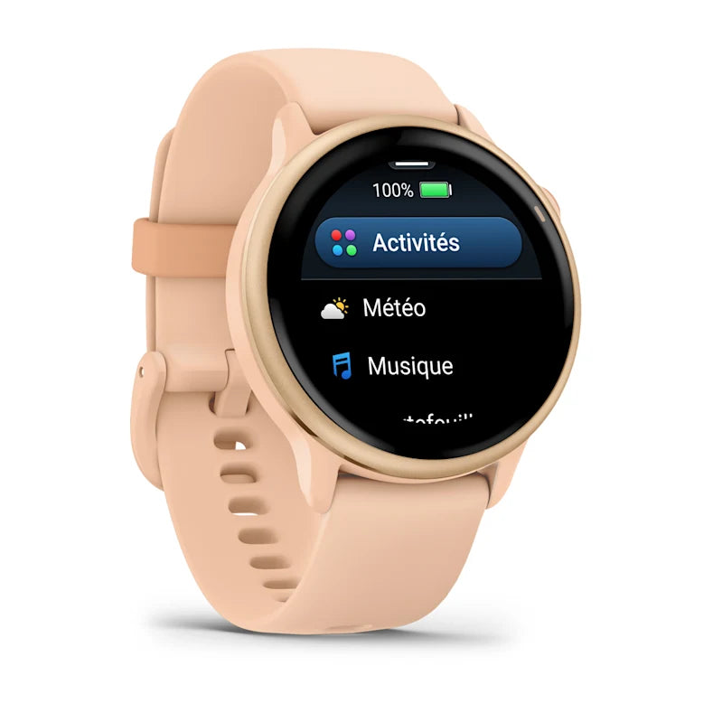 Montre Connectée Garmin Vívoactive 6 Metallic Pink Dawn avec bracelet rose pêche