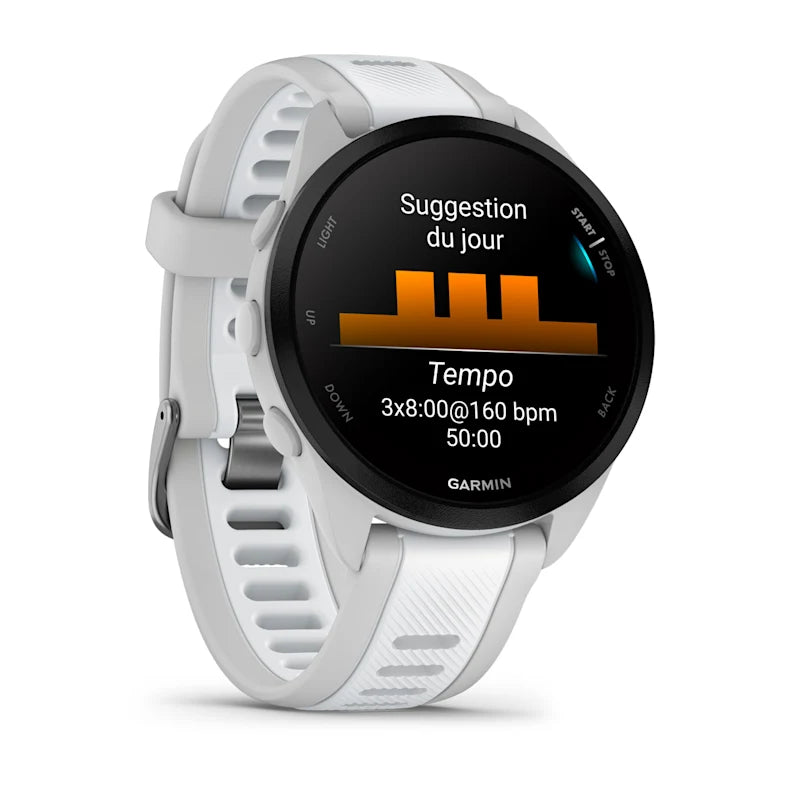 Forerunner® 165 Music Blanc/Gris clair