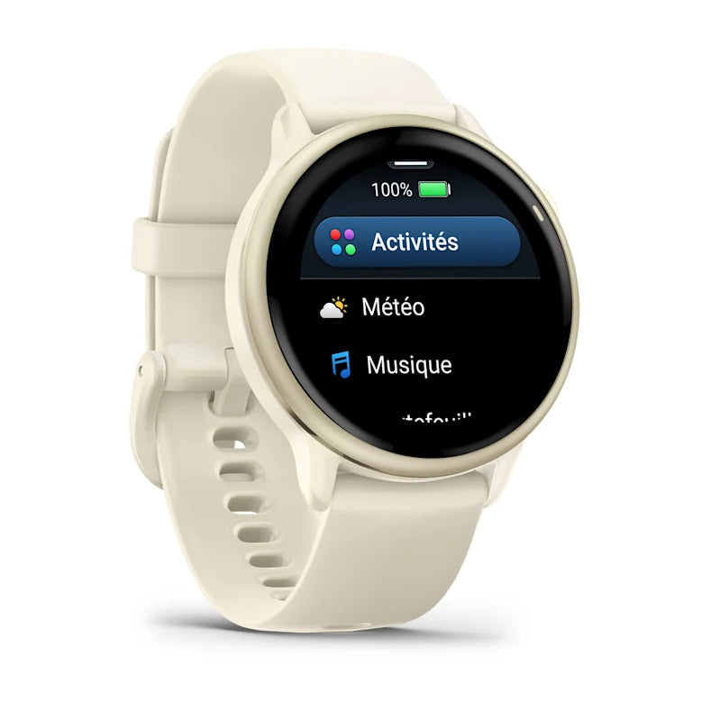Montre Connectée Garmin Vívoactive 6 Lunar Gold avec bracelet ivoire