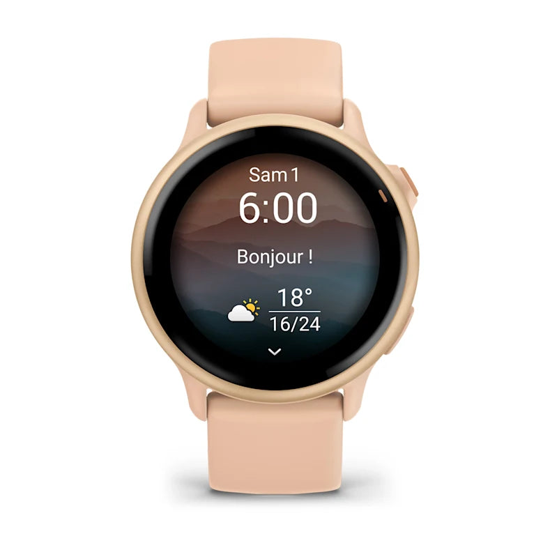 Montre Connectée Garmin Vívoactive 6 Metallic Pink Dawn avec bracelet rose pêche