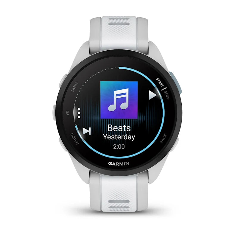 Forerunner® 165 Music Blanc/Gris clair