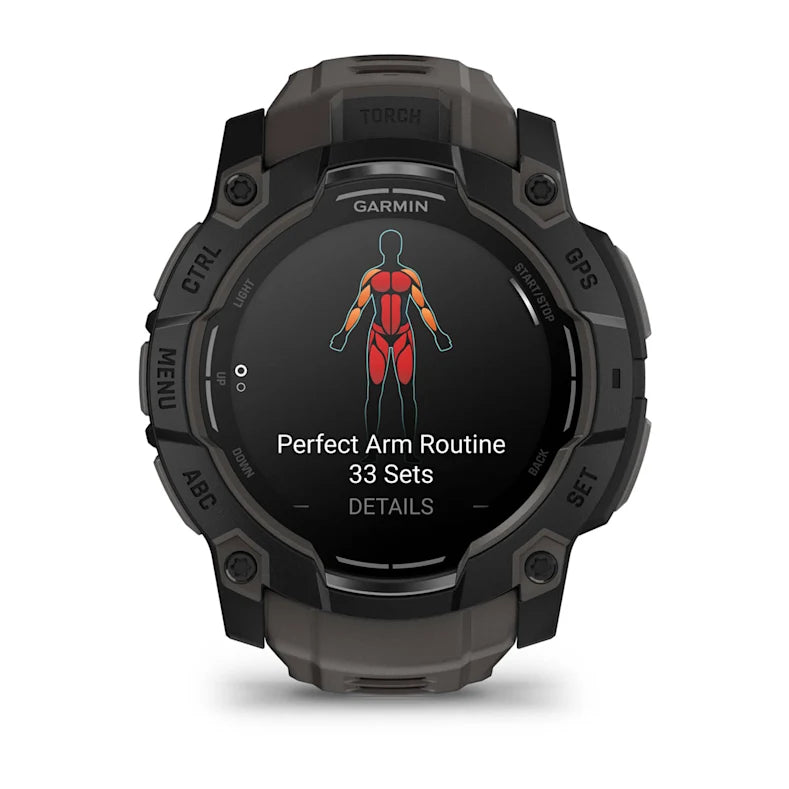 Montre GPS Garmin Instinct 3 AMOLED - 50 mm Noir avec Bracelet en Silicone Gris Charcoal