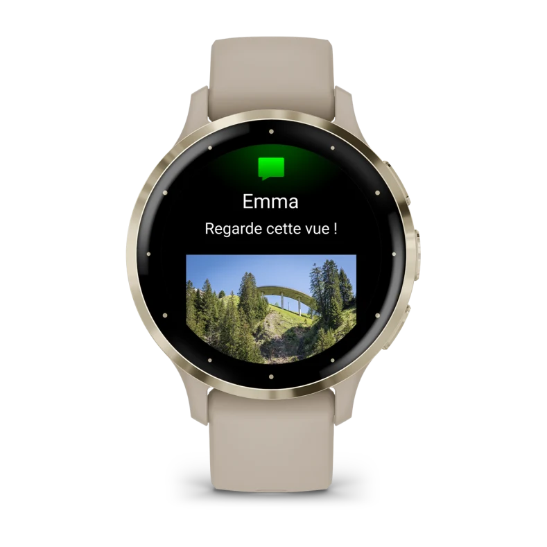 Montre de Sport Garmin Venu® 3S boîtier OR et bracelet en silicone lin