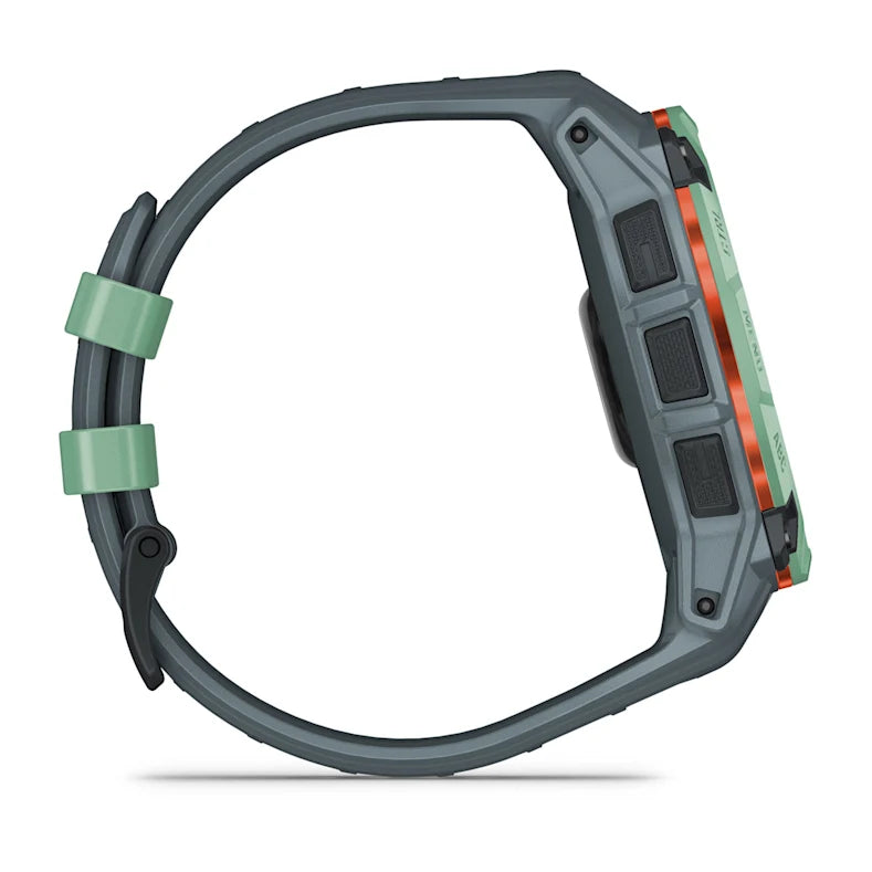 Montre GPS Garmin Instinct 3 AMOLED - 50 mm Vert d'eau avec bracelet bleu crépuscule