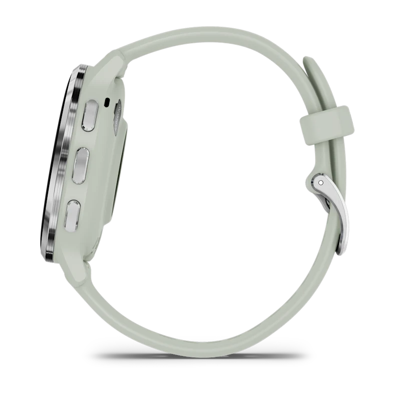 Montre de Sport Garmin Venu 3S boîtier acier inoxydable et bracelet en silicone vert sauge