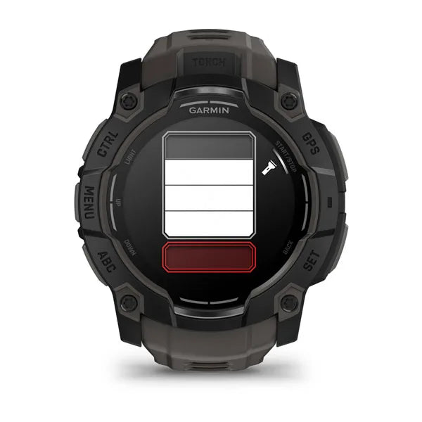 Montre GPS Garmin Instinct 3 AMOLED - 50 mm Noir avec Bracelet en Silicone Gris Charcoal