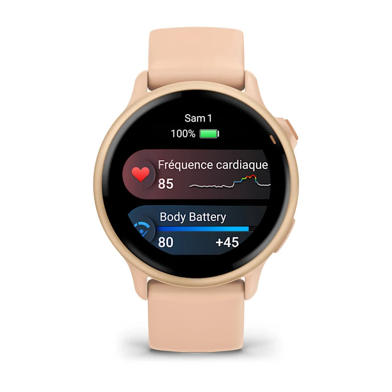 Montre Connectée Garmin Vívoactive 6 Metallic Pink Dawn avec bracelet rose pêche