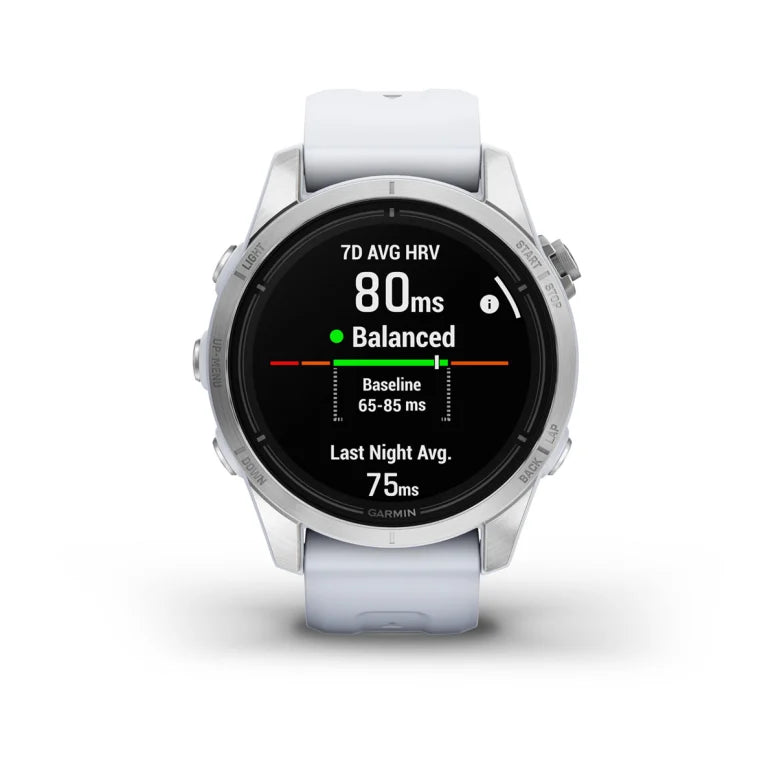 Montre Garmin epix™ Pro (Gen 2) Standard Edition | 42 mm Silver avec bracelet blanc