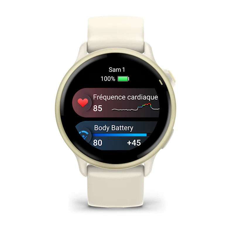 Montre Connectée Garmin Vívoactive 6 Lunar Gold avec bracelet ivoire