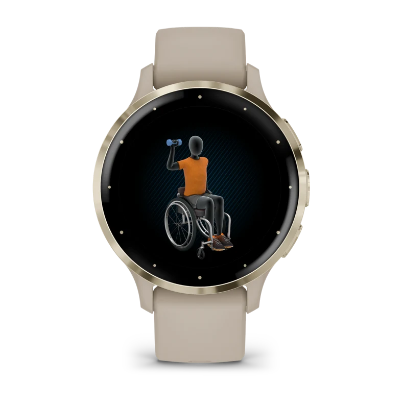 Montre de Sport Garmin Venu® 3S boîtier OR et bracelet en silicone lin