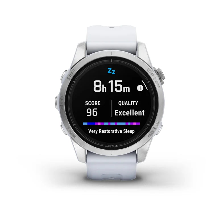 Montre Garmin epix™ Pro (Gen 2) Standard Edition | 42 mm Silver avec bracelet blanc