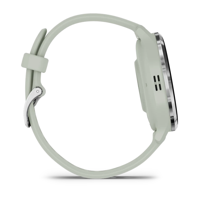 Montre de Sport Garmin Venu 3S boîtier acier inoxydable et bracelet en silicone vert sauge