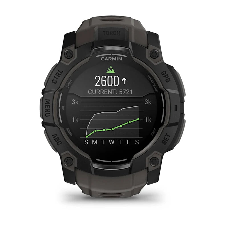 Montre GPS Garmin Instinct 3 AMOLED - 50 mm Noir avec Bracelet en Silicone Gris Charcoal