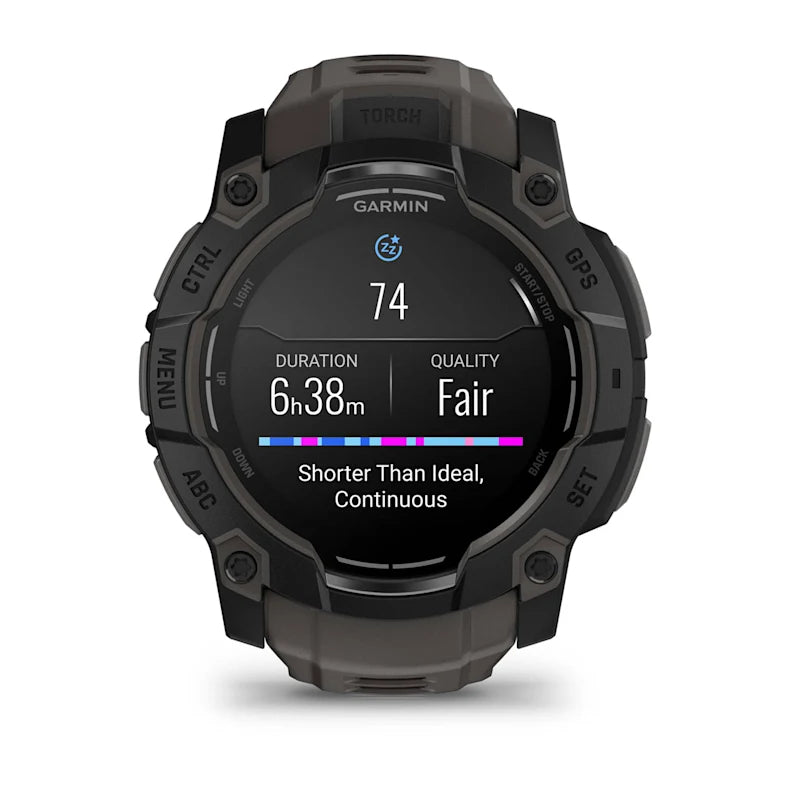 Montre GPS Garmin Instinct 3 AMOLED - 50 mm Noir avec Bracelet en Silicone Gris Charcoal