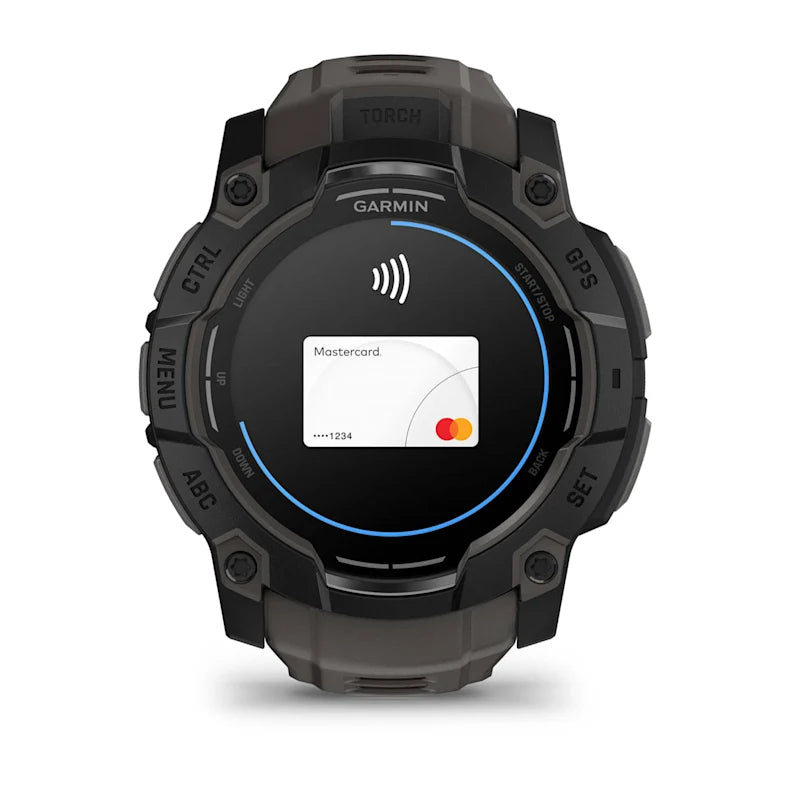 Montre GPS Garmin Instinct 3 AMOLED - 50 mm Noir avec Bracelet en Silicone Gris Charcoal