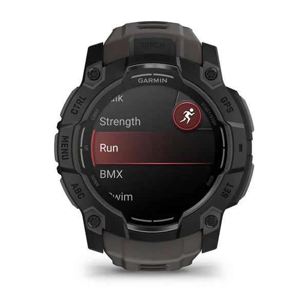 Montre GPS Garmin Instinct 3 AMOLED - 50 mm Noir avec Bracelet en Silicone Gris Charcoal