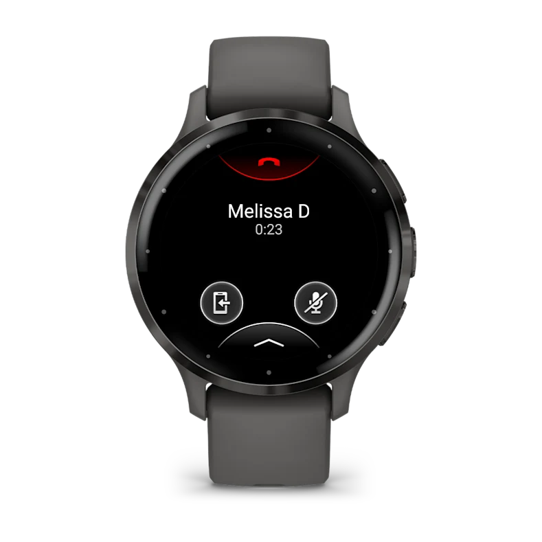 Montre de Sport Garmin Venu 3S boîtier acier inoxydable gris foncé et bracelet en silicone gris foncé