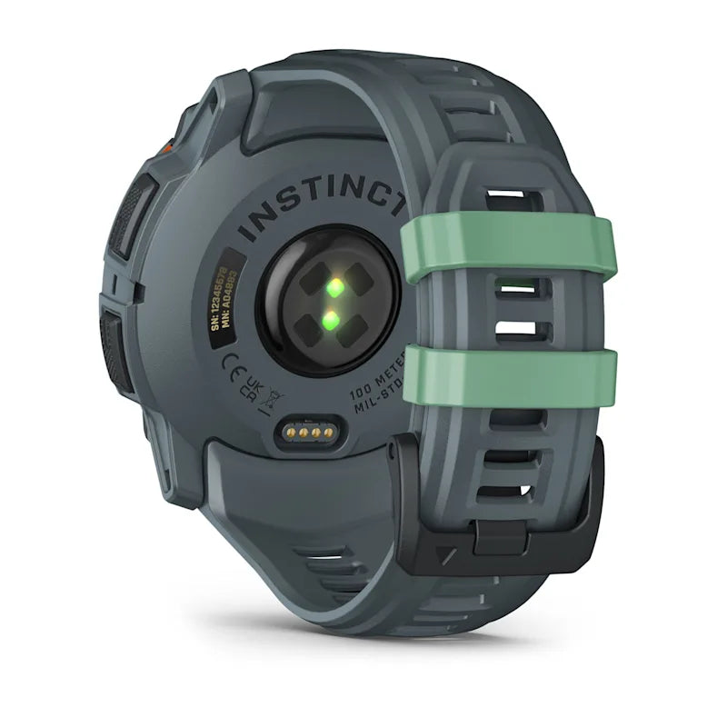 Montre GPS Garmin Instinct 3 AMOLED - 50 mm Vert d'eau avec bracelet bleu crépuscule