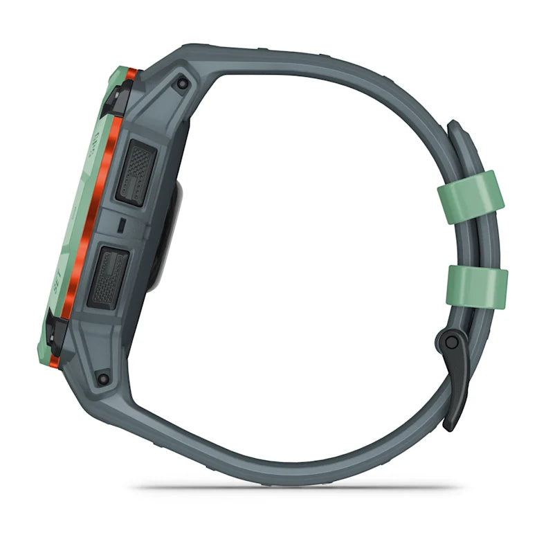 Montre GPS Garmin Instinct 3 AMOLED - 50 mm Vert d'eau avec bracelet bleu crépuscule