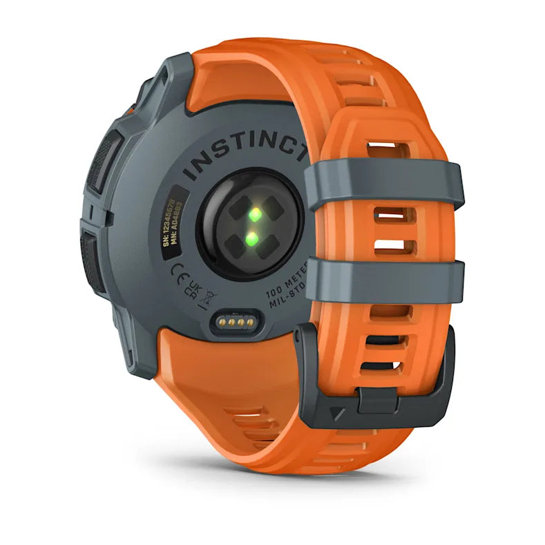 Montre GPS Garmin Instinct 3 Solar - 50 mm Bleu crépuscule avec bracelet orange