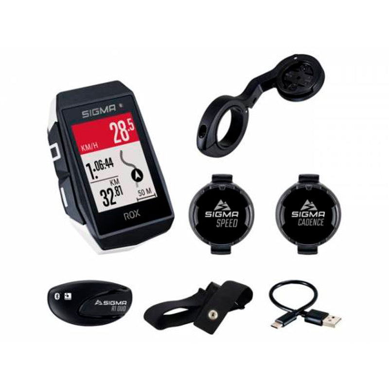 KIT CYCLOCOMPUTER GPS SIGMA ROX 11.1 EVO CAPTEUR 150+ FONCTIONS BLANC