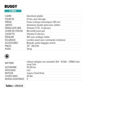 E-BIKE BRERA 20" URBAIN ALU BUGGY 6V PLIABLE