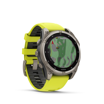 Montre GPS Garmin Fénix 8 Solar - 47 mm Sapphire Titane Carbon Gray DLC avec Bracelet en Silicone Jaune Graphite