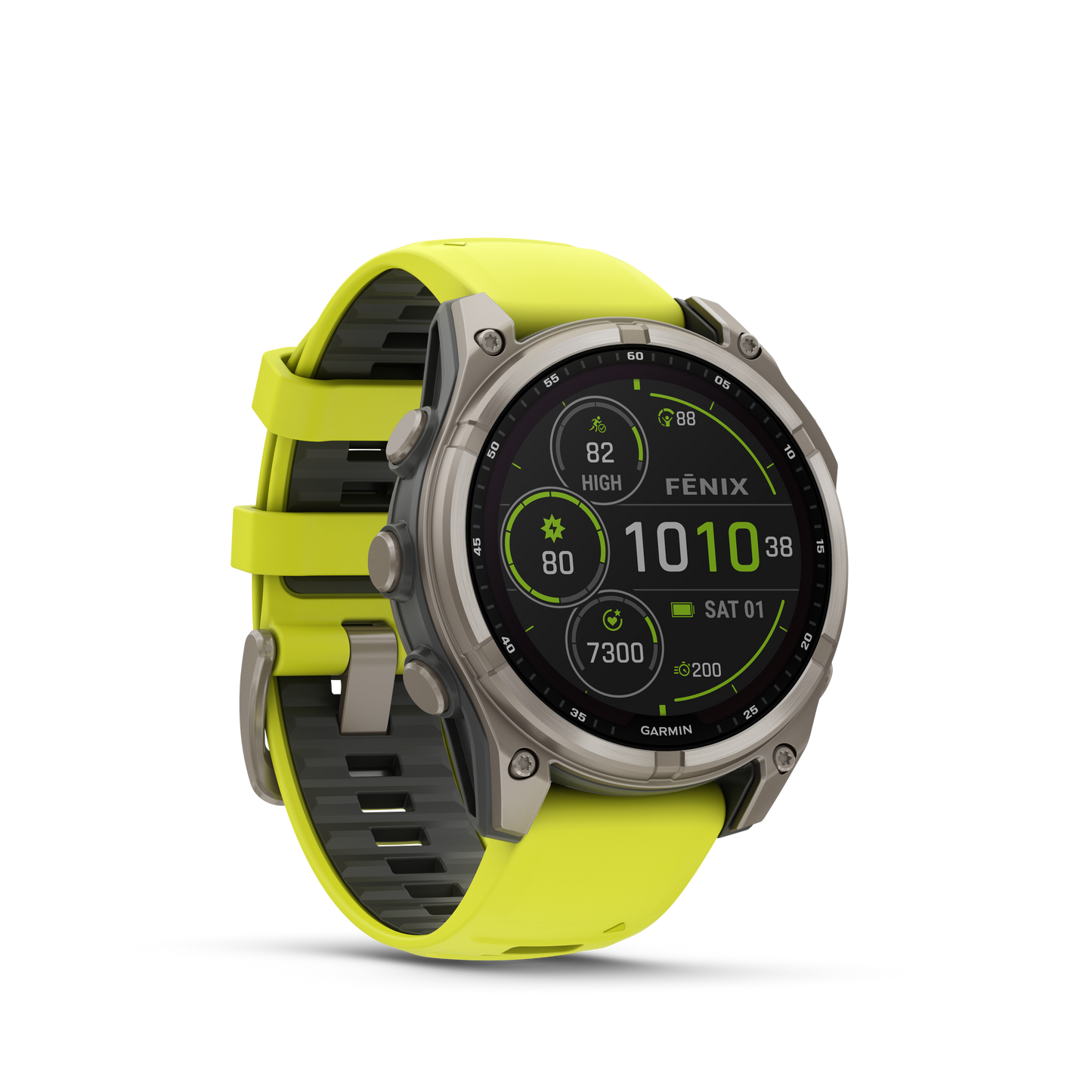 Montre GPS Garmin Fénix 8 Solar - 47 mm Sapphire Titane Carbon Gray DLC avec Bracelet en Silicone Jaune Graphite