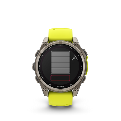 Montre GPS Garmin Fénix 8 Solar - 47 mm Sapphire Titane Carbon Gray DLC avec Bracelet en Silicone Jaune Graphite