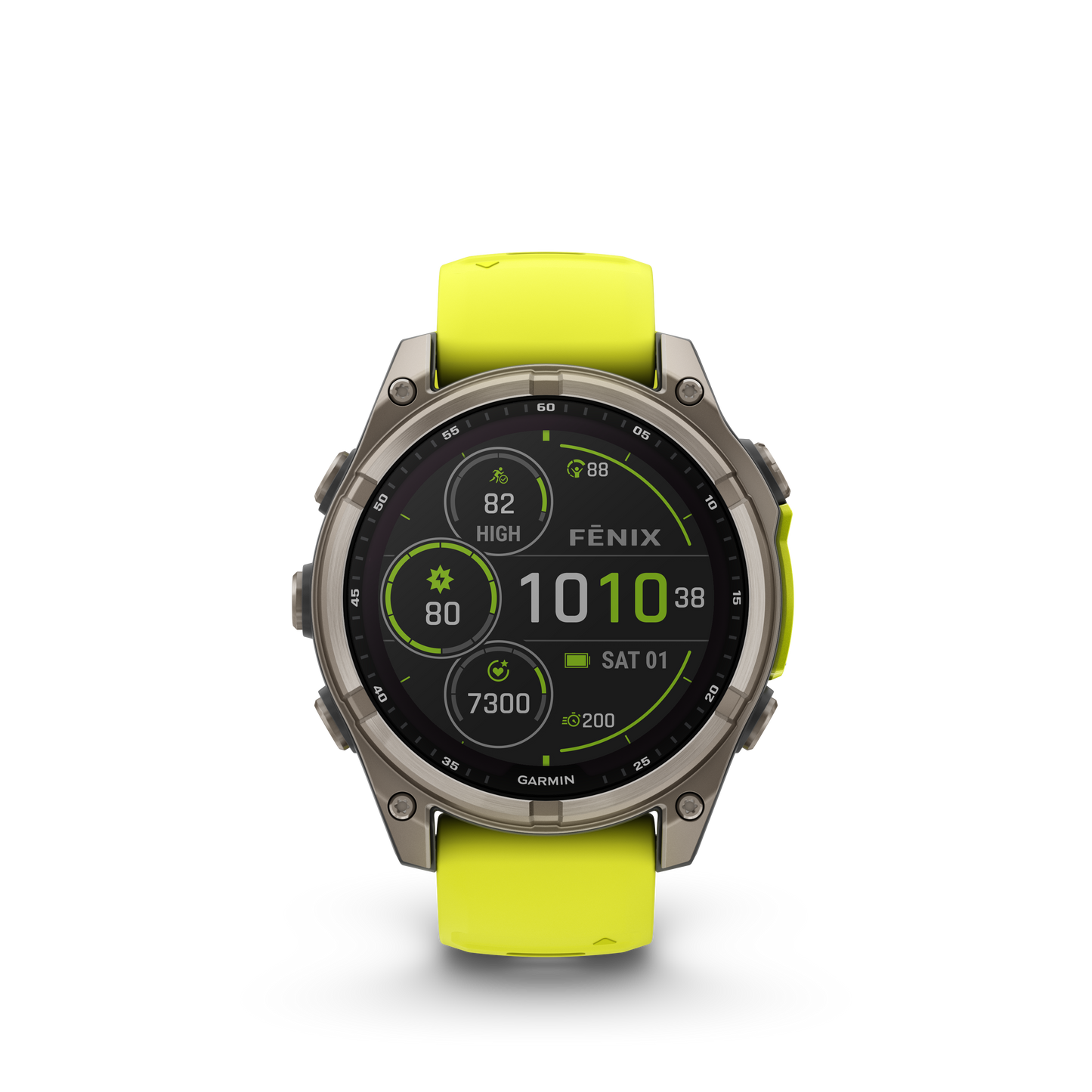 Montre GPS Garmin Fénix 8 Solar - 47 mm Sapphire Titane Carbon Gray DLC avec Bracelet en Silicone Jaune Graphite