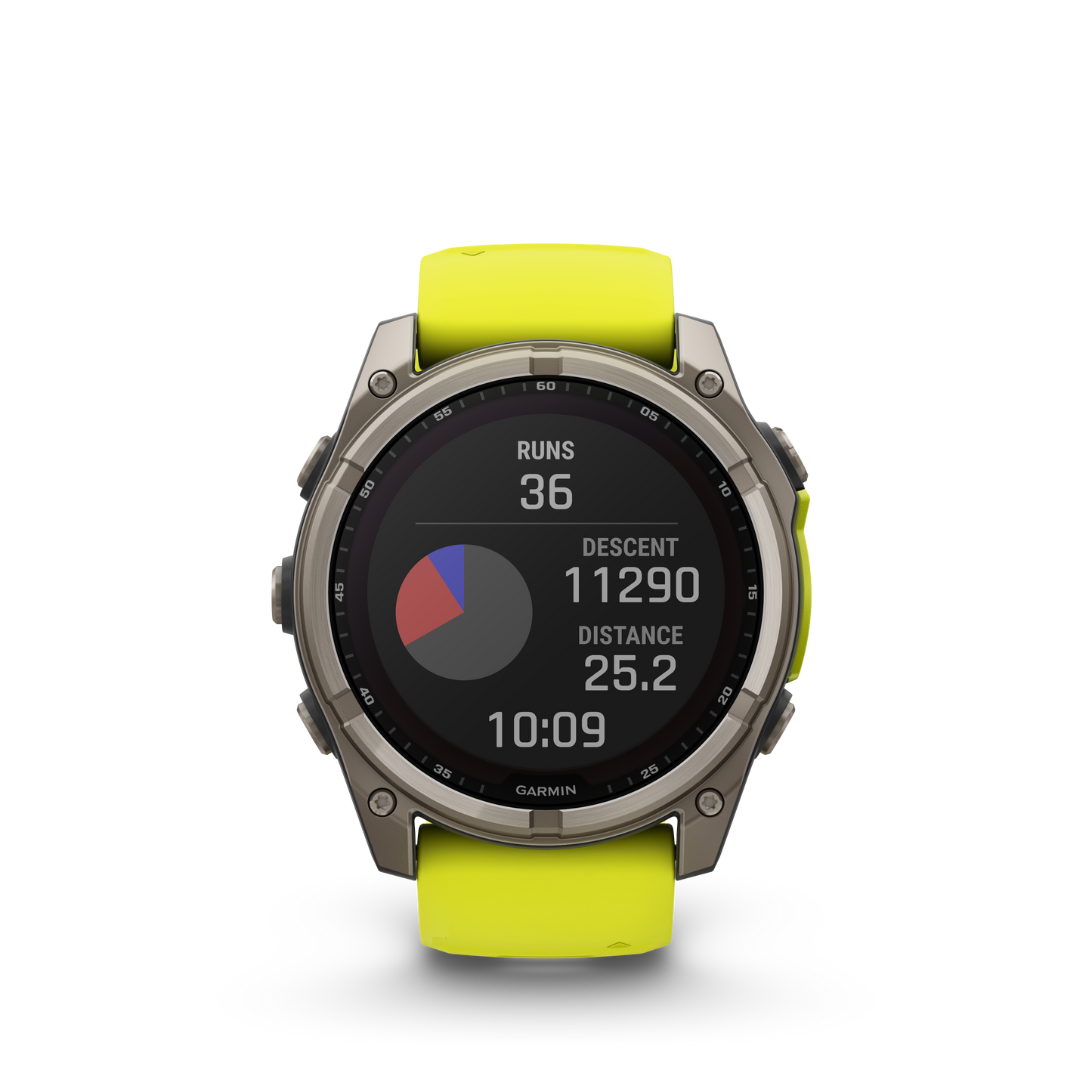 Montre GPS Garmin fēnix® 8 – 51 mm, Solar, Sapphire Sapphire, Titanium avec bracelet en silicone jaune/graphite