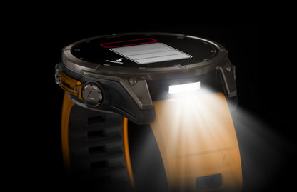 Montre GPS Garmin Fénix 8 Solar - 47 mm Sapphire Titane Carbon Gray DLC avec Bracelet en Silicone Jaune Graphite