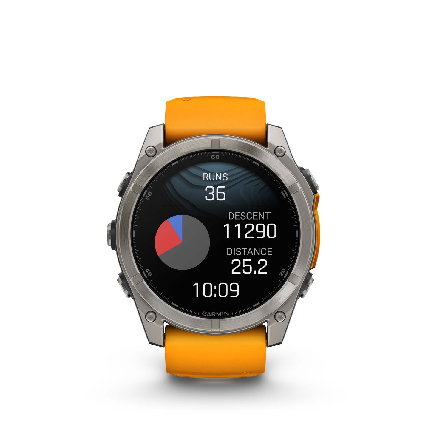 Montre GPS Garmin Fénix 8 AMOLED - 51 mm Sapphire Titane avec Bracelet en Silicone Orange Graphite