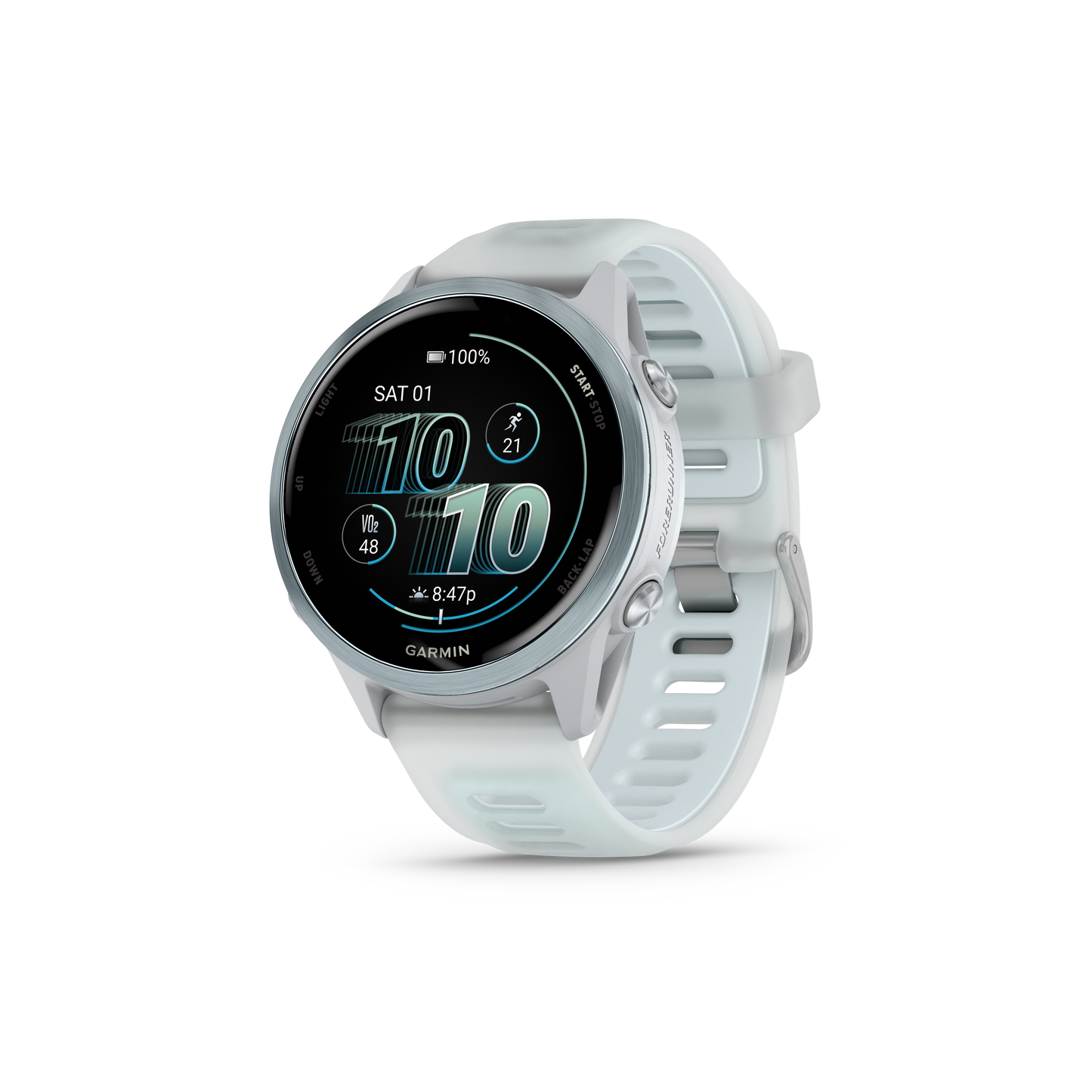 NEW  Forerunner 570 - 42mm Aluminium bleu ciel avec bracelet blanc translucide/bleu ciel