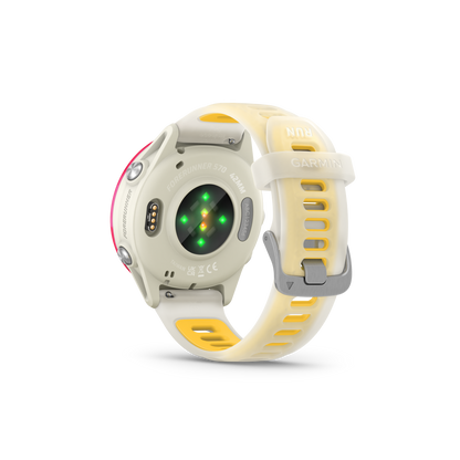 NEW  Forerunner 570 - 42mm Aluminium rose avec bracelet ivoire translucide/orange