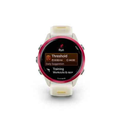 NEW  Forerunner 570 - 42mm Aluminium rose avec bracelet ivoire translucide/orange