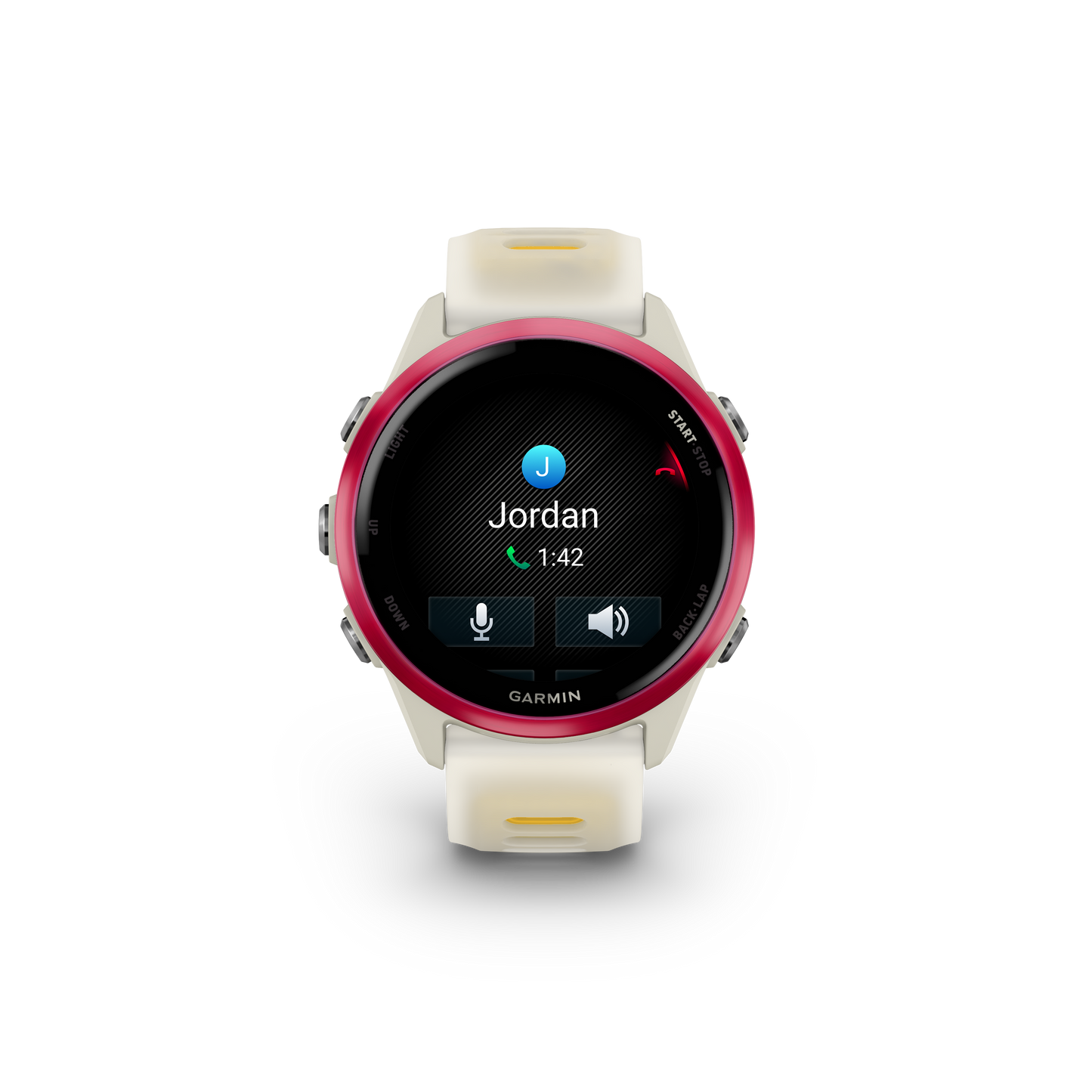 NEW  Forerunner 570 - 42mm Aluminium rose avec bracelet ivoire translucide/orange
