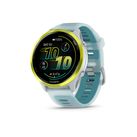 NEW Forerunner 570 - 47mm Aluminium jaune avec bracelet blanc translucide/Turquoise