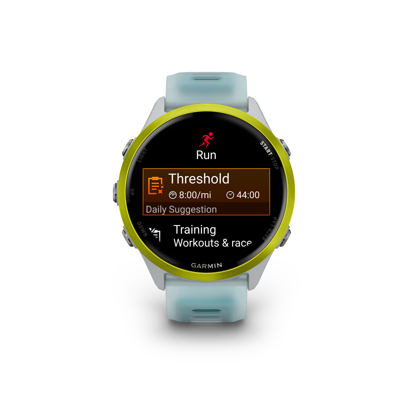 NEW Forerunner 570 - 47mm Aluminium jaune avec bracelet blanc translucide/Turquoise